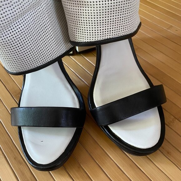 BCBG MaxAzria Size 10 Jovian High Heels Black White Leather Sandals BCBGMaxAzria - Picture 7 of 14